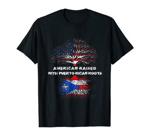 American Raised with Puerto Rican Roots USA Flag T-Shirt
