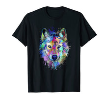 Load image into Gallery viewer, Splash Art Wolf T-Shirt | Gifts for Wolf lovers

