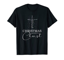 Load image into Gallery viewer, Jesus Cross Christmas Begins With Christ Xmas Snow Christian T-Shirt
