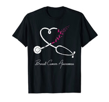 Load image into Gallery viewer, Nurse Breast Cancer Awareness Pink Ribbon Stethoscope Heart T-Shirt
