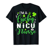 Load image into Gallery viewer, I'm a Lucky NICU Nurse Shamrock Top Hat St Patrick's Day T-Shirt-218498
