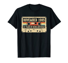 Load image into Gallery viewer, Vintage November 1985 34th birthday Gift Retro Cassette Tape T-Shirt
