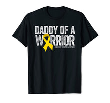 Load image into Gallery viewer, Mens Daddy of a Warrior Childhood Cancer Shirt Dad Ribbon
