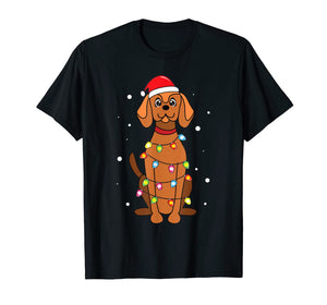 Vizsla Christmas Lights Mom Dad Dog Gift T-Shirt