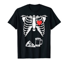 Load image into Gallery viewer, Skeleton Pregnancy Pizza Beer Shirt Xray Halloween Soon Dad
