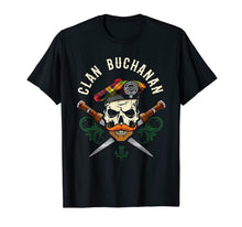 Load image into Gallery viewer, Scottish Clan Buchanan Bad Ass Skull with Tam Clan Badge T-Shirt-666890
