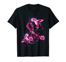 Load image into Gallery viewer, Hummingbird Flower Pink Ribbon Breast Cancer Awareness T-Shirt
