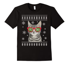 Load image into Gallery viewer, Cat Kitten Meowy Christmas Sunglasses Ugly Sweater T-Shirt
