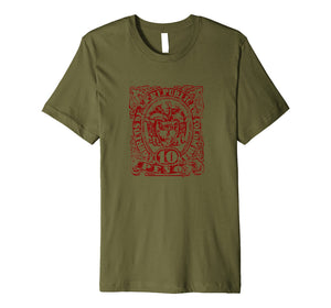 10 Pesos Columbia Postage Stamp T shirt - Maroon Stencil Art