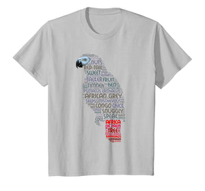 African Grey Parrot T Shirt with Parrot Word Art