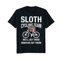 Load image into Gallery viewer, Sloth Cycling Team - Lazy Sloth Sleeping On Bicycle T Shirt
