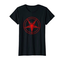 Load image into Gallery viewer, Pentagram T-Shirt with Baphomet Goat Head Satanic Black Star
