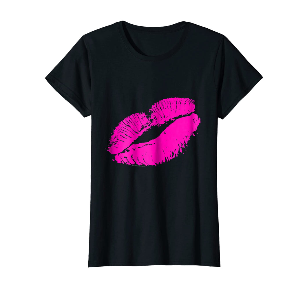 Hot Pink Lips Lipstick Kiss 80's Costume Retro Band T-Shirt