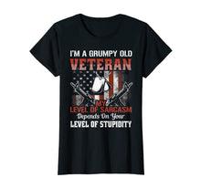 Load image into Gallery viewer, i am a grumpy old veteran sarcasm level stupidity army shirt
