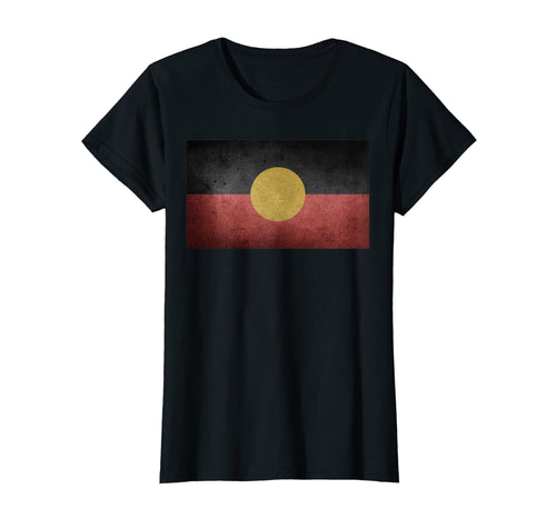 Aboriginal Flag T Shirt Vintage Distressed Retro Look