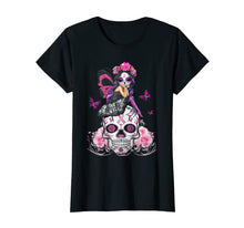 Load image into Gallery viewer, Cute Fairy Sugar Skull Breast Cancer Butterfly Pink Ribbon T-Shirt
