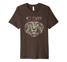 Load image into Gallery viewer, Tribal Lion Head T-Shirt Wearing Headband Lion Face Tee
