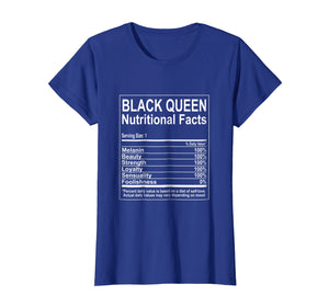 Funny Black Queen Nutritional Facts T-Shirt Self Love Tee
