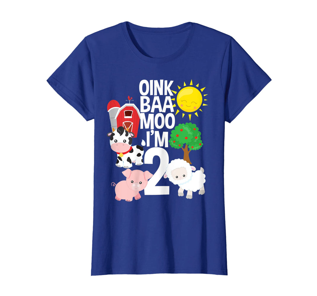 Oink Baa Moo I'm 2 Farm Theme Birthday Gift 2 Yrs Old Shirt