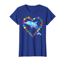 Load image into Gallery viewer, Autism Awareness Love Strong Colorful Puzzle Dolphin T-Shirt
