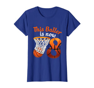 8th Birthday Basketball T-Shirt Funny 8 Years Old Kids Gift