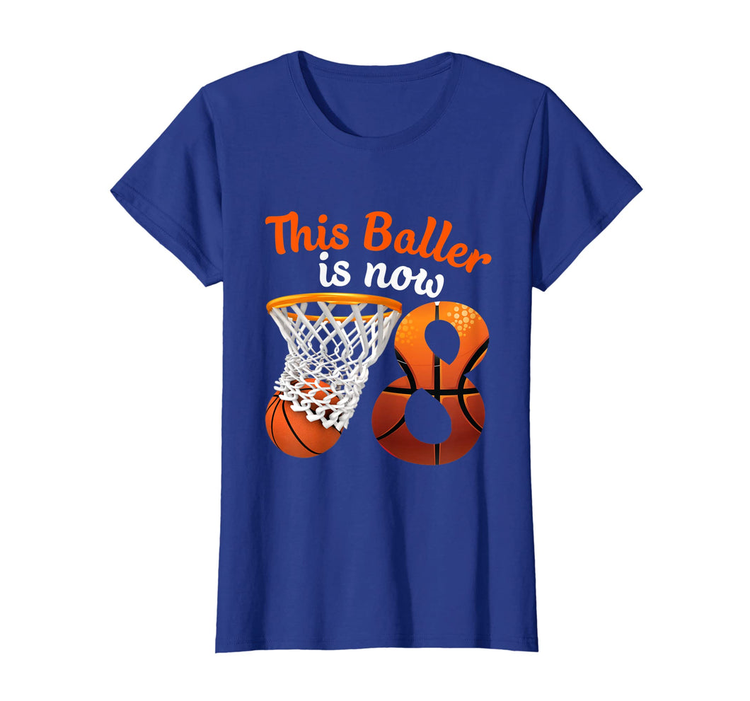 8th Birthday Basketball T-Shirt Funny 8 Years Old Kids Gift