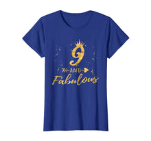 Load image into Gallery viewer, 9 and Fabulous 9th Birthday Party Gold Gift Shirt for Girls
