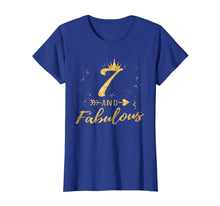 Load image into Gallery viewer, 7 and Fabulous 7th Birthday Party Gold Gift Shirt for Girls
