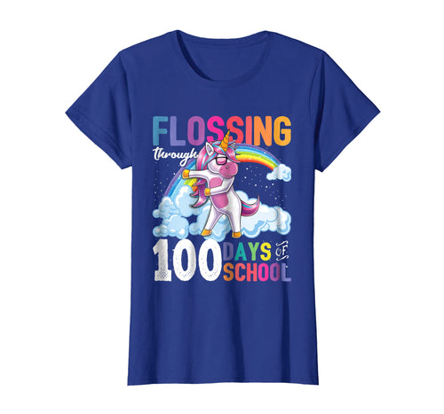 Flossing through 100 Days of School Flossing Unicorn Shirt