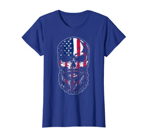 American Beard Skull Men's T-shirt Gift Funny Tee