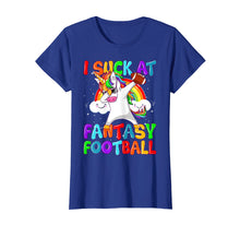 Load image into Gallery viewer, I Suck At Fantasy Football Shirt Dabbing Unicorn Rainbow Tee
