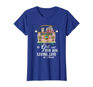 A Girl And Her Dog Living Life In Peace T-Shirt Peace Day