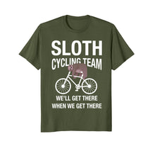 Load image into Gallery viewer, Sloth Cycling Team - Lazy Sloth Sleeping On Bicycle T Shirt
