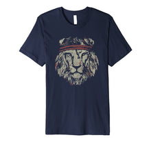 Load image into Gallery viewer, Tribal Lion Head T-Shirt Wearing Headband Lion Face Tee

