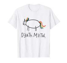 Load image into Gallery viewer, Death Metal Unicorn Rainbow TShirt Sarcastic Music Graphic

