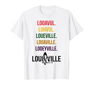 Many different ways to say Louisville tshirt.