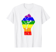 Load image into Gallery viewer, Resist Fist Rainbow Flag Gay Pride  T-Shirt
