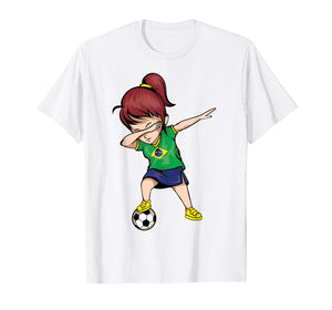 Dabbing Soccer Girl Brazil Jersey Shirt - Brazilian Football