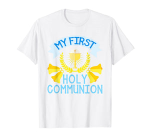My First Communion Shirt Gift Kids Chalice Cross Boys Girls