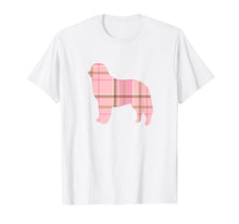 Load image into Gallery viewer, Bernese Mountain Dog Pink Plaid Dog Silhouette T-Shirt v2
