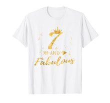 Load image into Gallery viewer, 7 and Fabulous 7th Birthday Party Gold Gift Shirt for Girls
