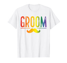 Load image into Gallery viewer, Mens Bachelor Party Shirt Rainbow Gay Pride Groom Moustache

