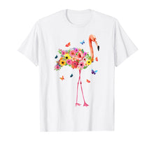 Load image into Gallery viewer, Pink Flamingo Watercolor T shirt Hawaiian Flowers Floral
