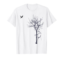 Load image into Gallery viewer, Tree and bird T-shirt Nature black graphic tee
