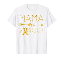 Load image into Gallery viewer, Golden Mama Of A Warrior Childhood Cancer Awareness T-Shirt
