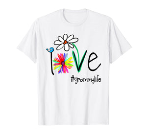 Love Grammy life #Grammylife Heart Floral Gift T-Shirt