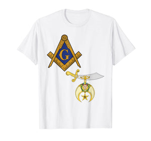 Mens Mason Shriner Split T Shirt Masonic Shrine Tee Blue Noble