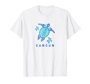 Cancun Mexico T-Shirt Sea Blue Tribal Turtle