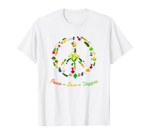 Peace Love Veggie Funny Vegetarian T-shirt Emblem Tee