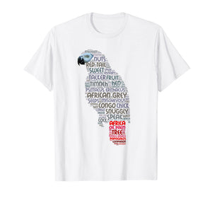 African Grey Parrot T Shirt with Parrot Word Art